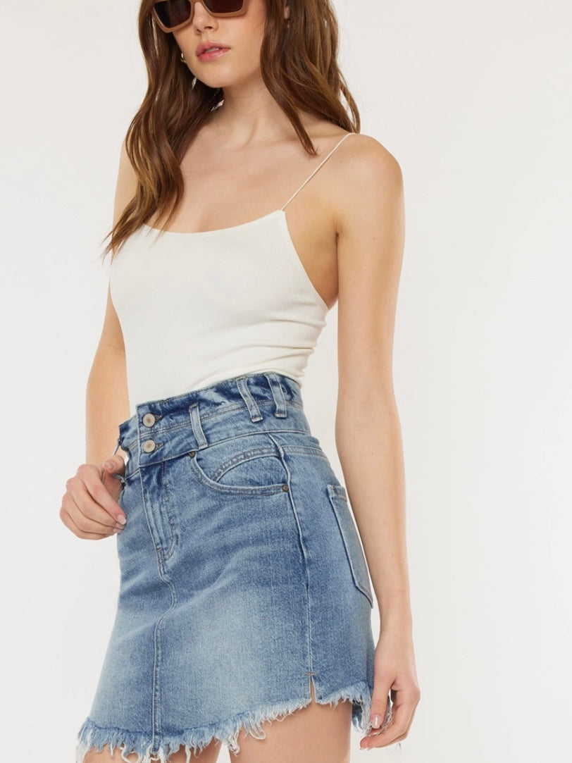 Fringe Hem Jean Skirt Fringe Hem Jean Skirt