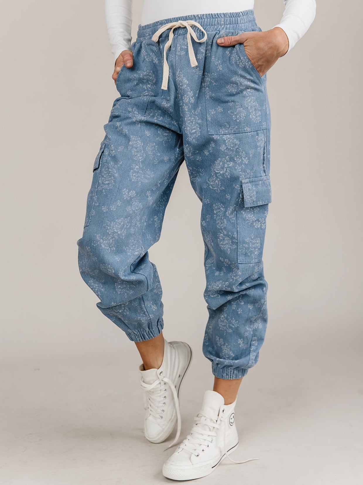 Floral Denim Jogger