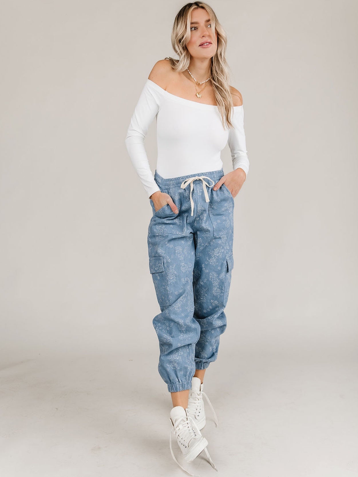 Floral Denim Jogger