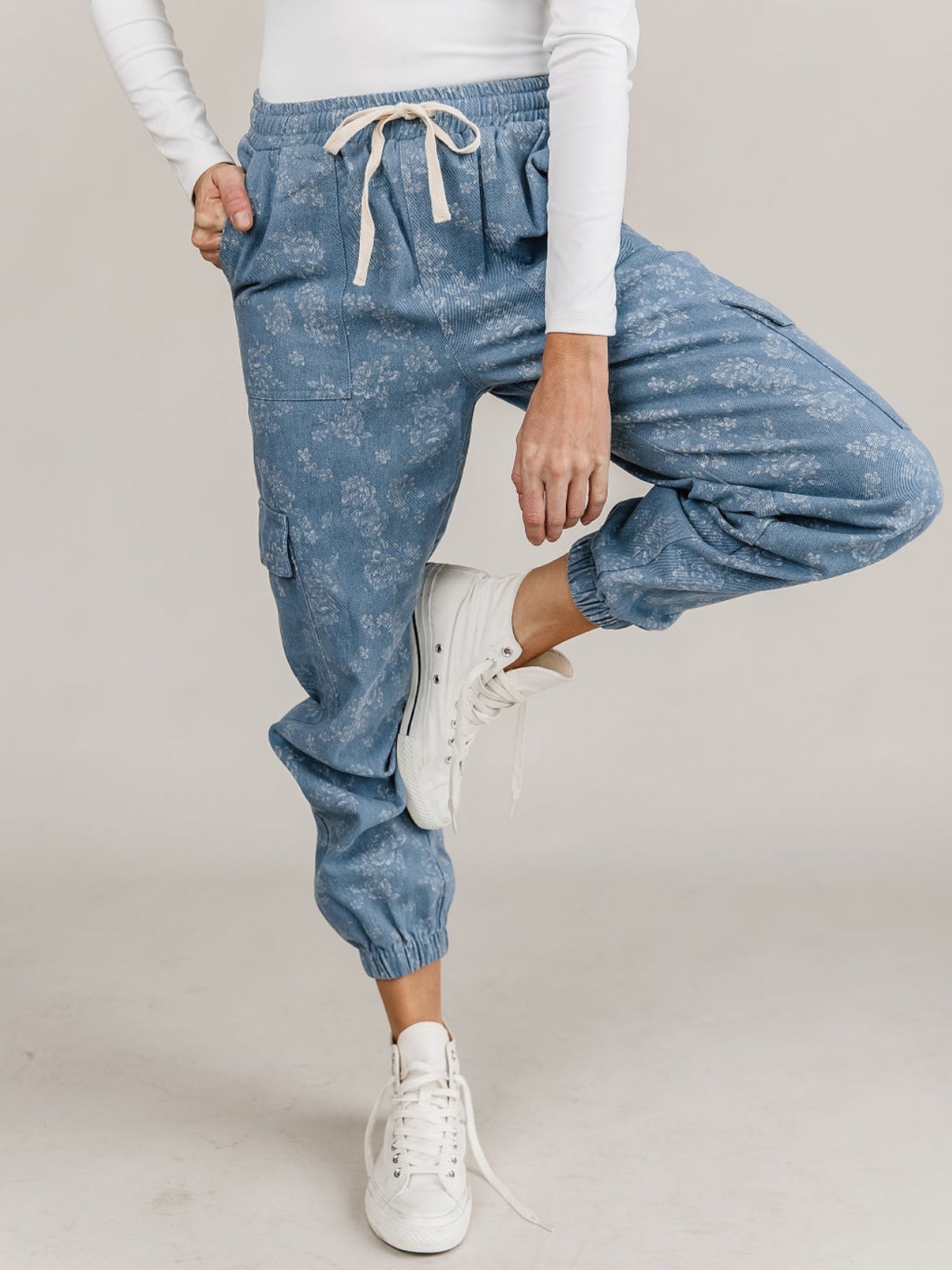 Floral Denim Jogger